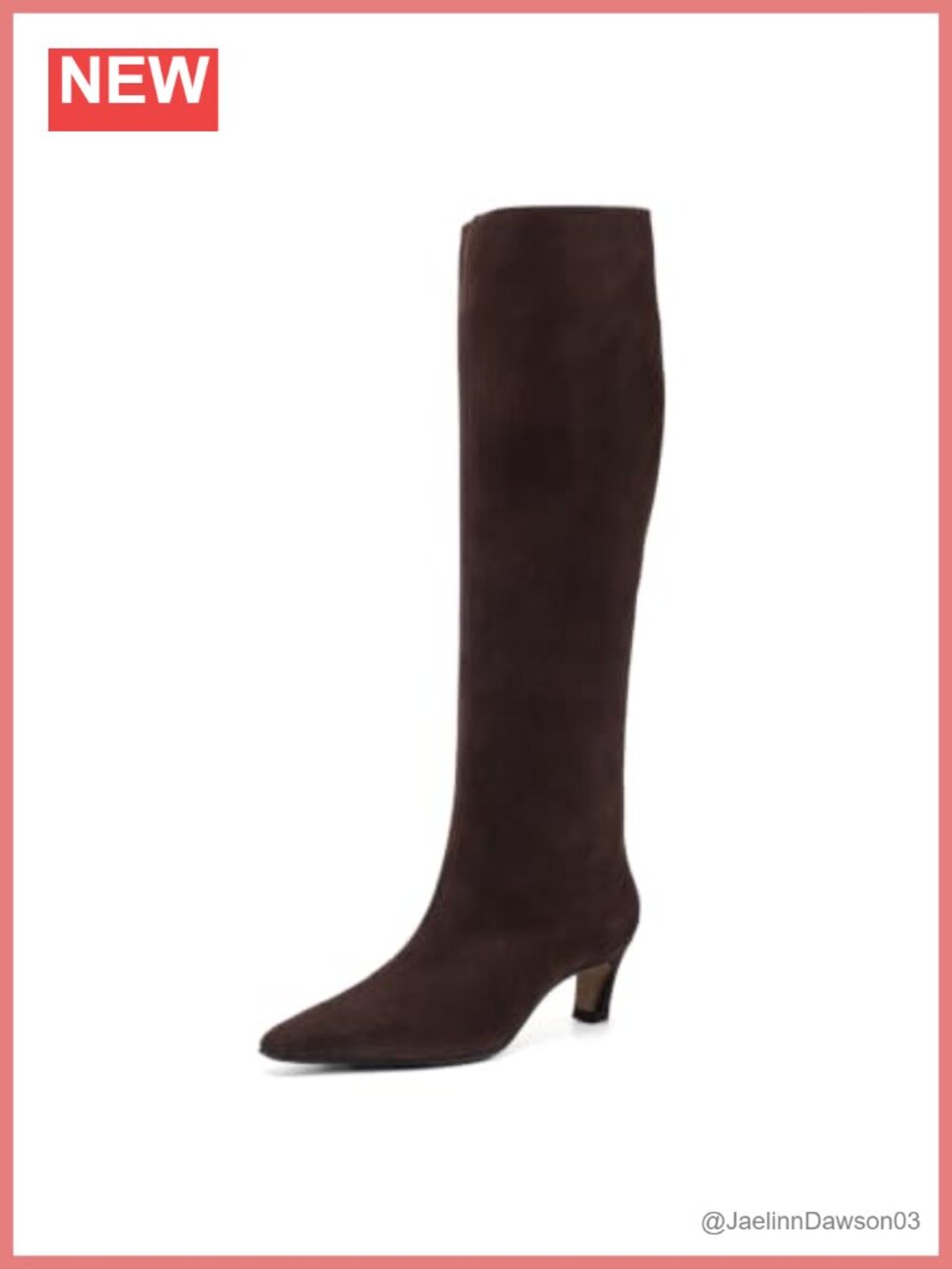 Kitten Heel Knee High Boots Pointed Toe Pull On Italian Suede